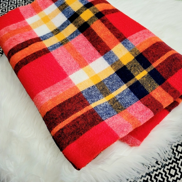 jcpenney Bedding Vintage Jc Penney Plaid Acrylic Satin Trim Blanket Poshmark